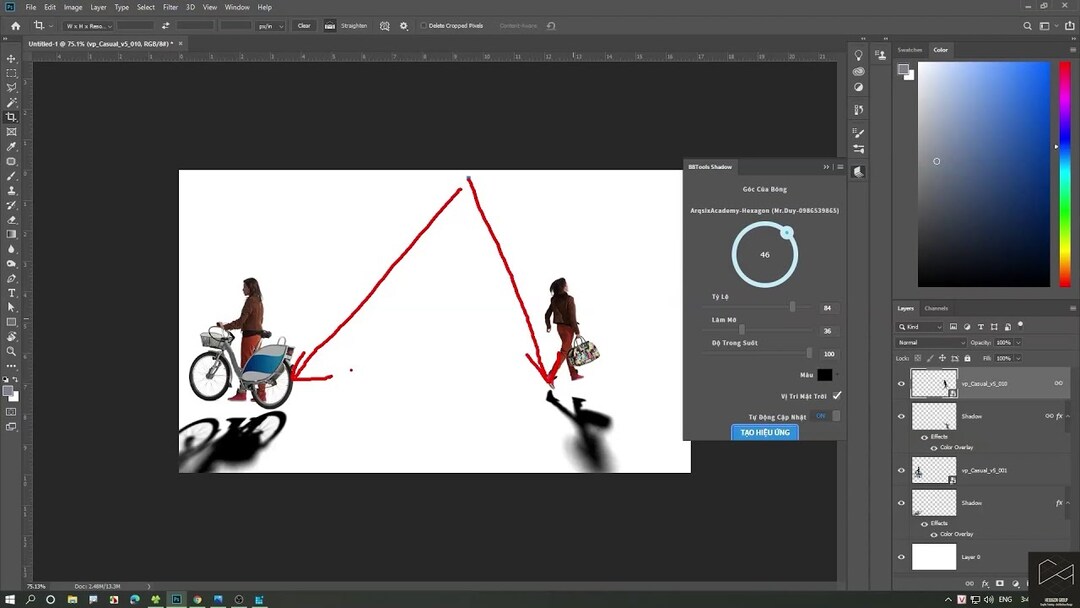 Tác dụng của thao tác bóng đổ trong Photoshop