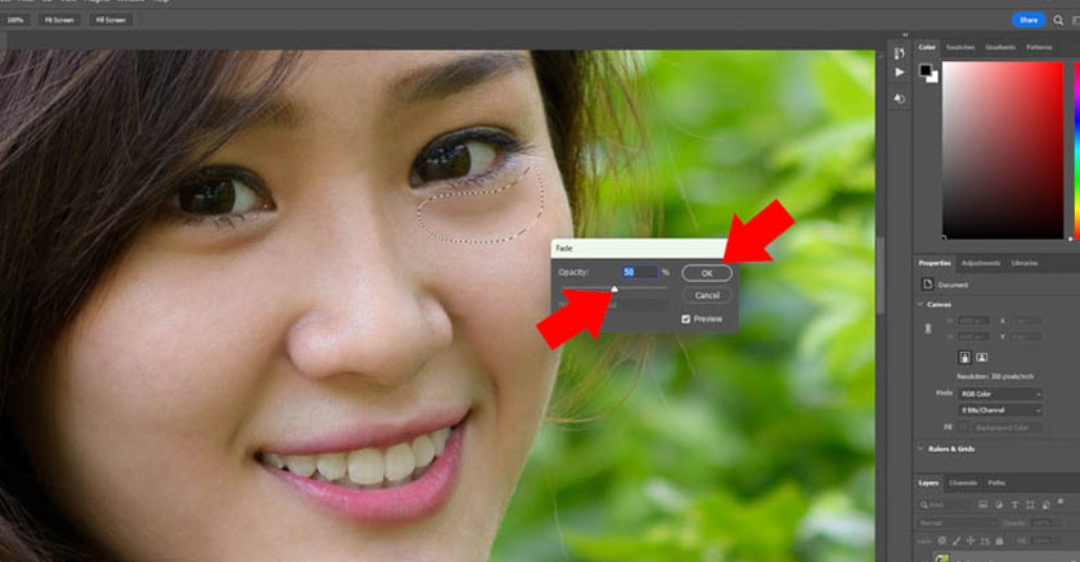 cách xóa bọng mắt bằng Photoshop