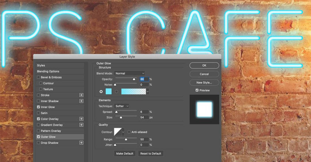 Cách làm chữ neon trong Photoshop bằng Layer Style