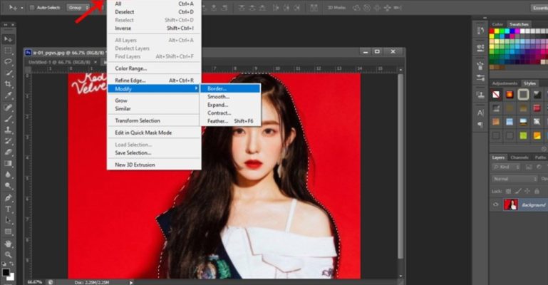 Cách nhân đôi vùng chọn trong Photoshop bằng menu Layer