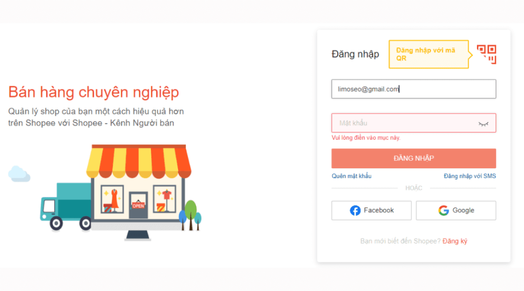 bước 1 tạo mã độc quyền shopee live