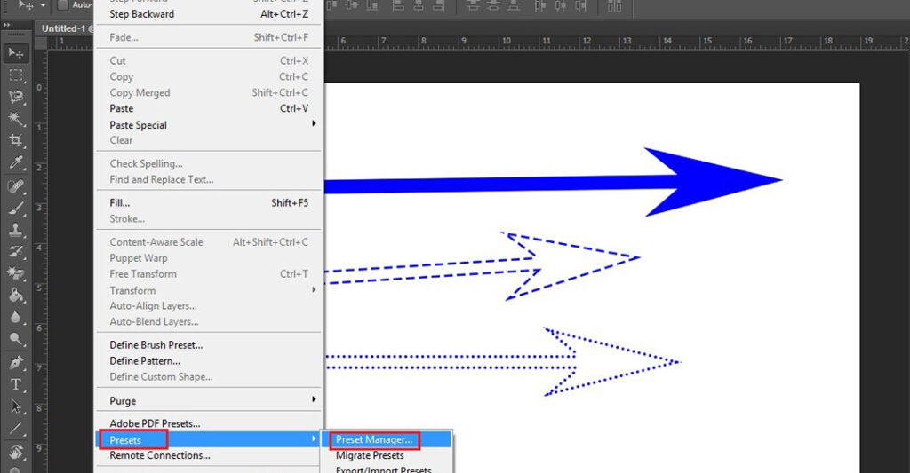 Cách vẽ mũi tên trong Photoshop bằng Custom Shape Tool